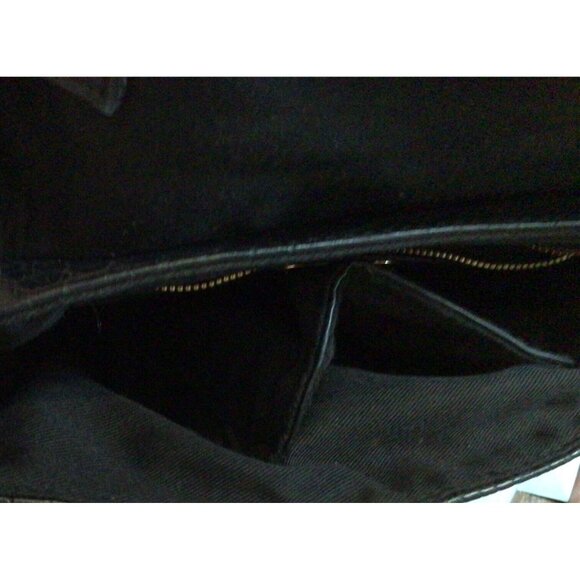 Crossbody Shoulder Bag-Forever 21 Black-Croc OrSnake Skin Desgn-Chain Brass Trim - Picture 4 of 7